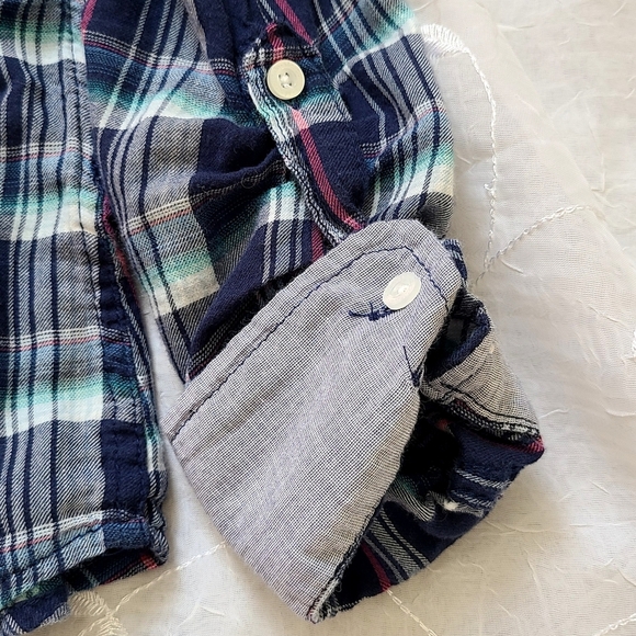 Aeropostale Navy Blue Plaid Button-Up Shirt For Women - Picture 10 of 10